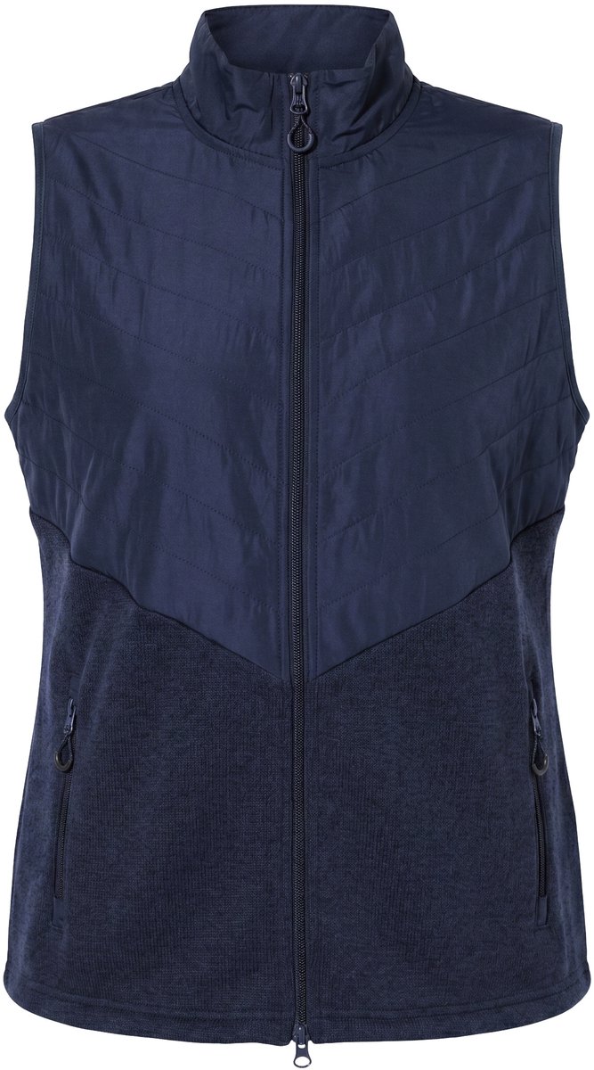 Ulla Popken - Dames - Hybride vest gebreid fleece capuchon gewatteerd inzetstuk - Marine - Maat 54+