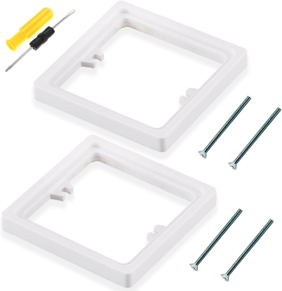 1 Gang 10mm Vierkante Spacer, 2 Pack Enkele Socket Spacer Vierkante Spacers Frame Back Box Plaat voor Lush Mount Back Pattress Box Hoogte verhogen, Wit, Pack van 2