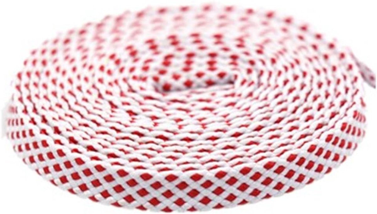 platte veters, sportschoenen, veters, schoenband voor kinderen en volwassenen, breedte: 0,8 cm (140 cm, wit/rood)