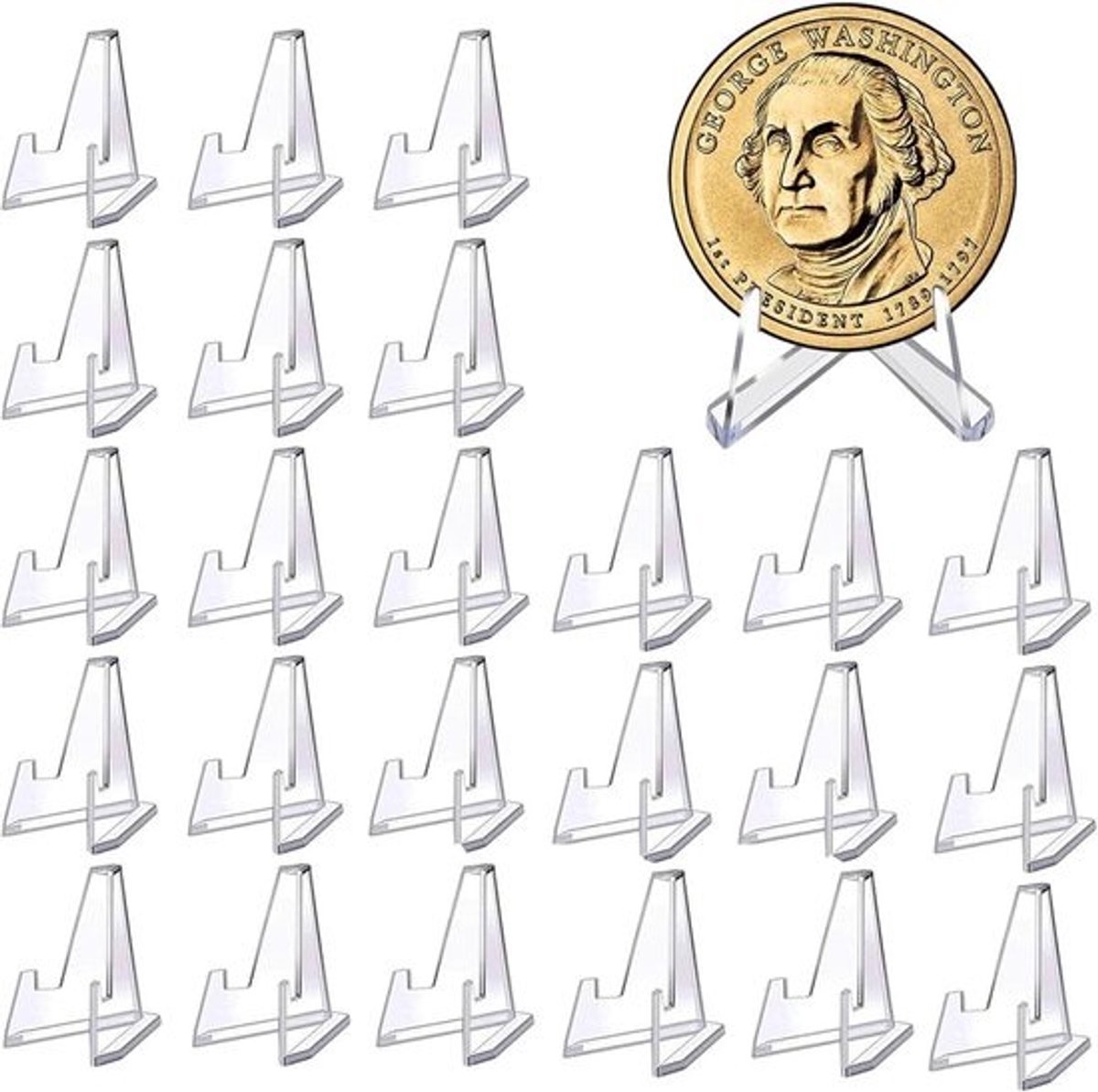 Kaartenstandaard - Mini Ezel - Verzamelingen Tonen - Stabiel Driehoek Design - 25 Stuks - Transparant
