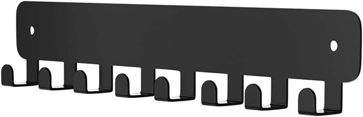 Dailygoods- Wandsleutelhouder Zelfklevend - Sleutelrek met 8 Haken - Geen Boren Nodig - Zwart Design - Handige Opbergoplossing - Voor Woonkamer/Kantoo