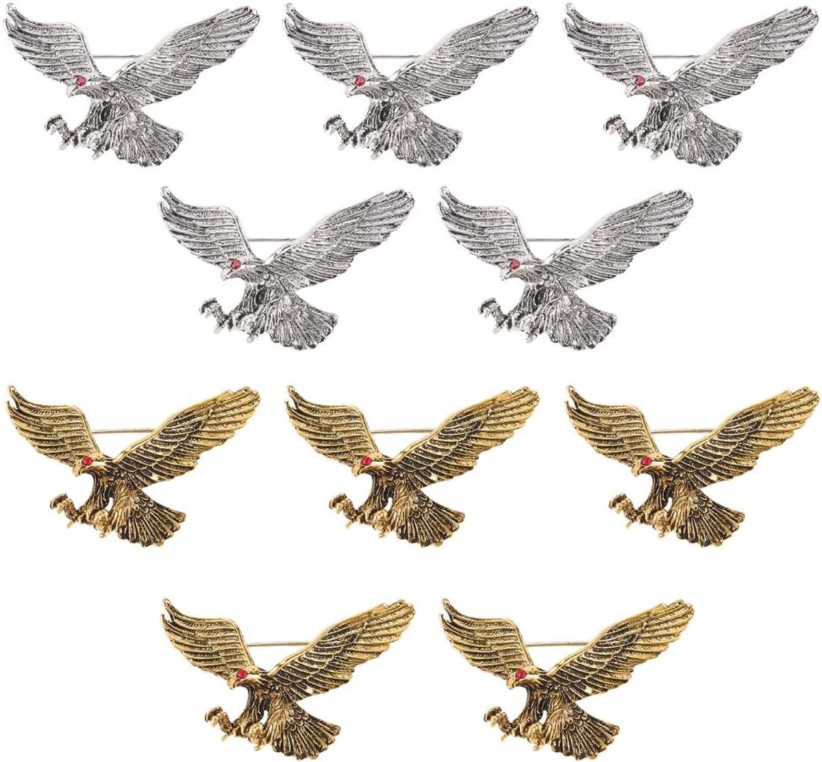 10 stuks 2 kleuren adelaar strass legering strass adelaar broche zakelijk kostuum bruiloft broche broche patriottische adelaar broches lapel voor blazer jas formele kleding