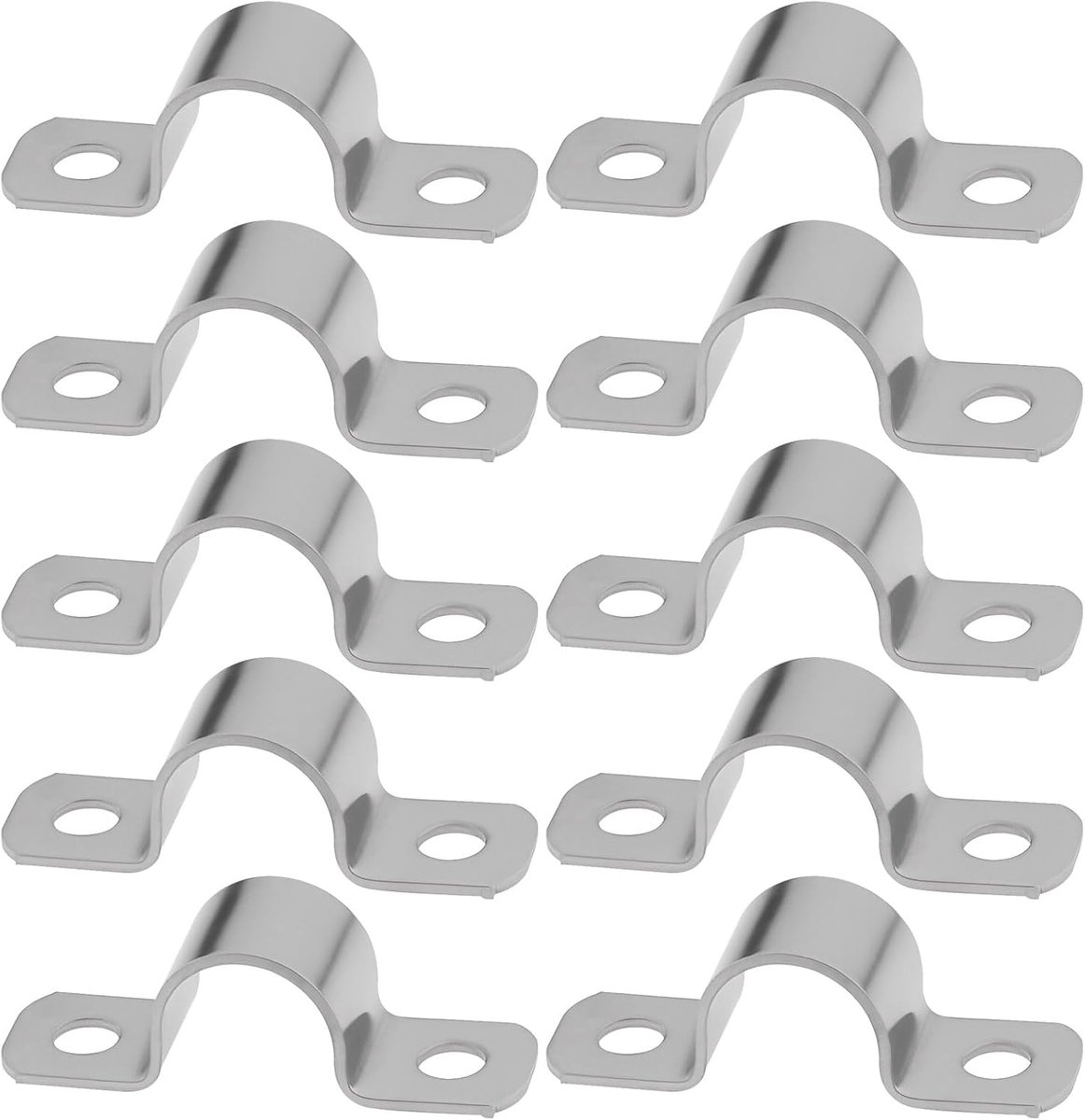Dailygoods- Buisklem 10 Stuks - Roestvrij Staal - Dubbel Gat - Binnendiameter 10mm - Montagegat 4mm - Lengte 34mm - Pijpklem