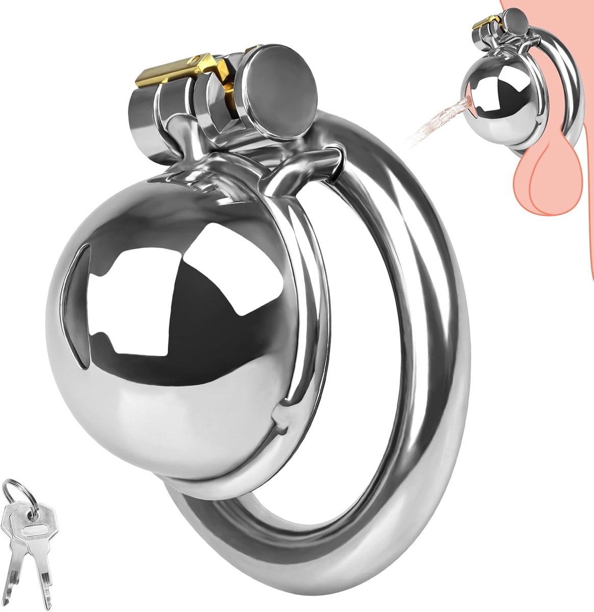 Chastity Cage Klein Roestvrij Staal Metalen Peniskooi Penis Kuisheidskooi voor Slaaf Fetisj Bondage Extreme Penis Kuisheid BDSM Seksspeeltjes voor Mannen (L)