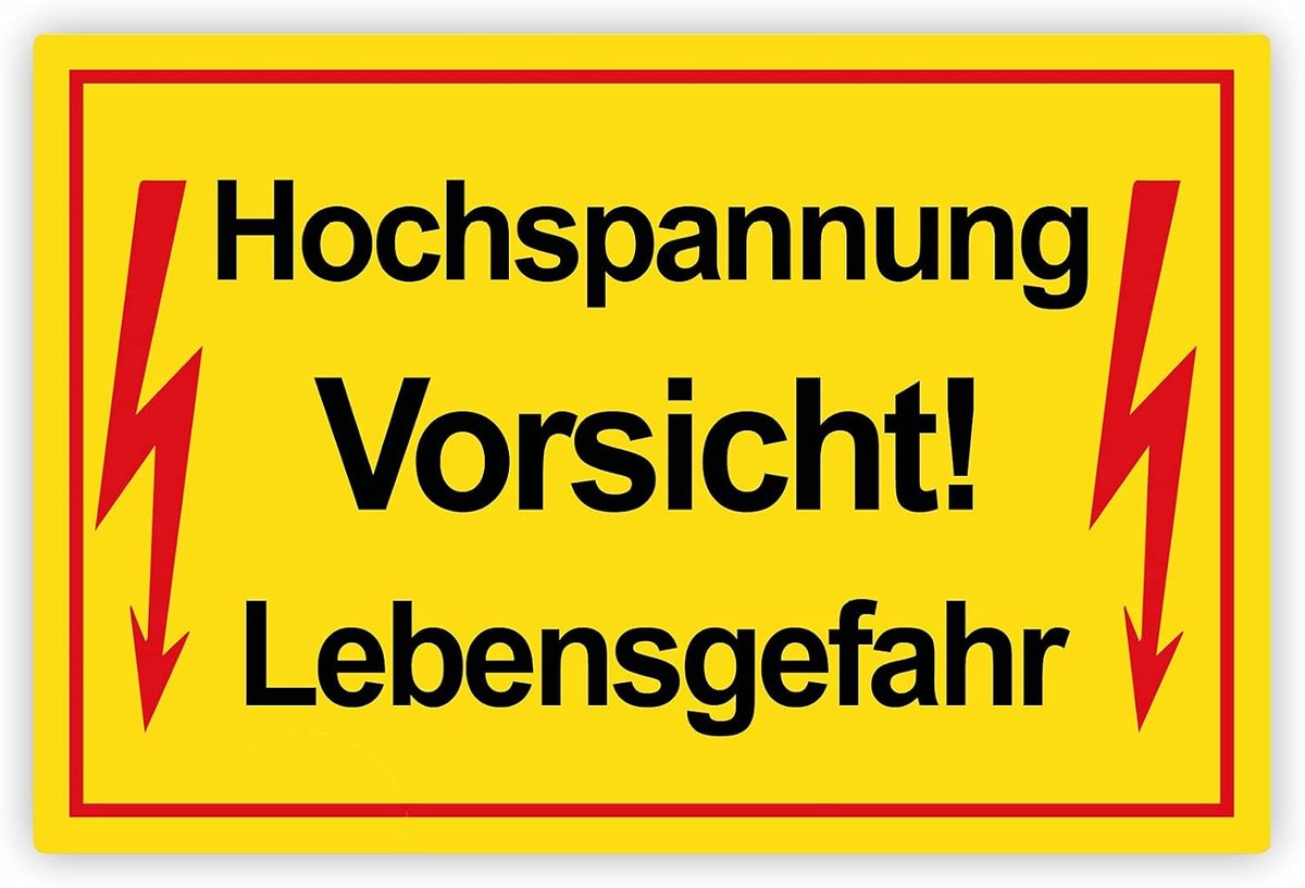 Hoge spanning levensgevaar schild 20 x 30 cm van stevig pvc hardschuimplaat 3 mm met UV-bescherming van STROBO