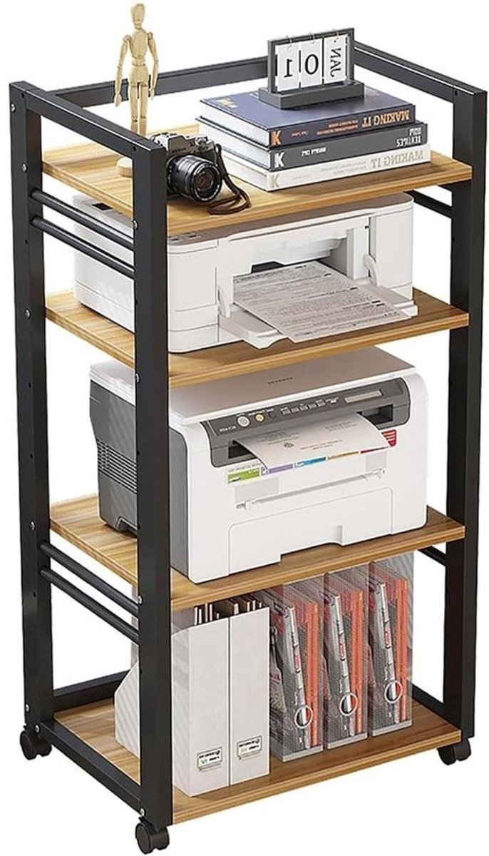 Hi-Fi Rack - Audio Meubel - Opslag Media - Stalen Frame Structuur - 50x40x100cm - Houtkleurig