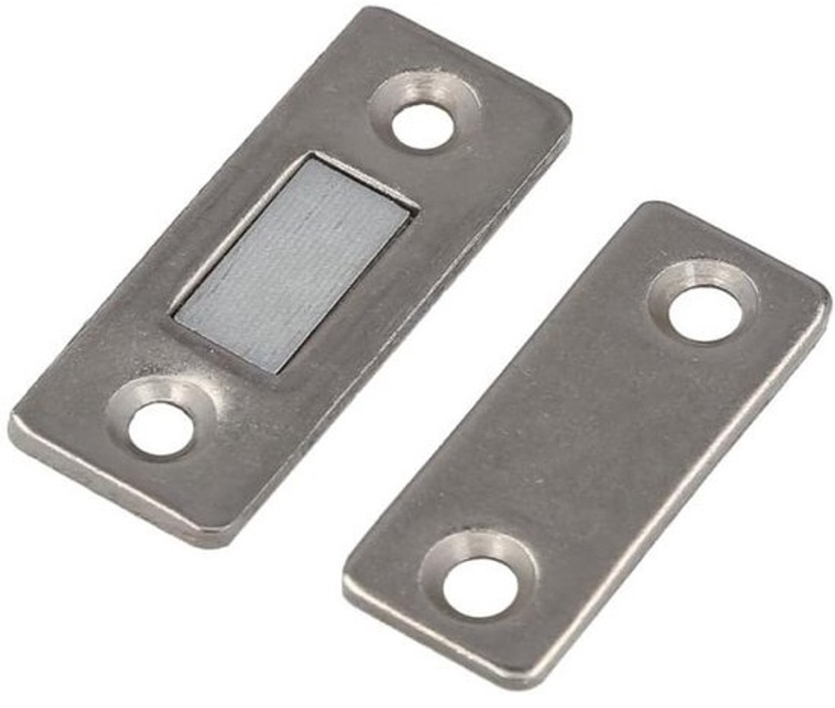 Magnetische sluiting - Laden sluiting - Kasten sluiten - Inclusief schroeven - 47 x 17 mm - Zilverkleurig