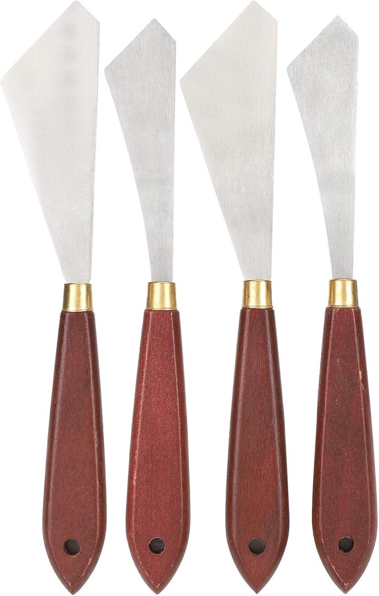 Dailygoods- Paletmessen Set van 4 - Roestvrij Staal - Professioneel Schilderen - Olieverf/Acrylverf - Comfortabel Handvat - Eenvoudig Schoon te Maken
