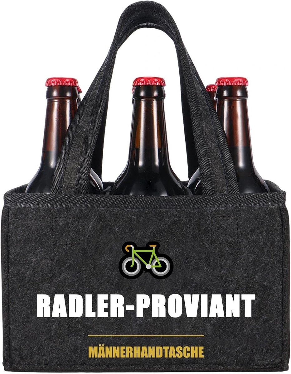 Cadeau voor de fietser: vilten biertas voor 6 flessen, ideaal voor mannen en outdoor avonturen