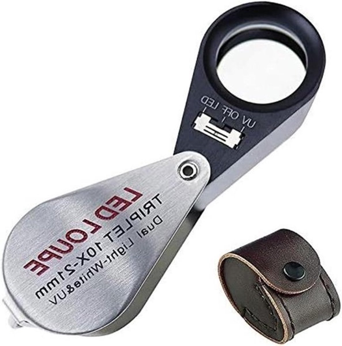 Juweliersloep - Vergrootglas Monocle - Sieraden Inspecteren - Tripletlens 21mm - 8.8 cm - Zilver Zwart