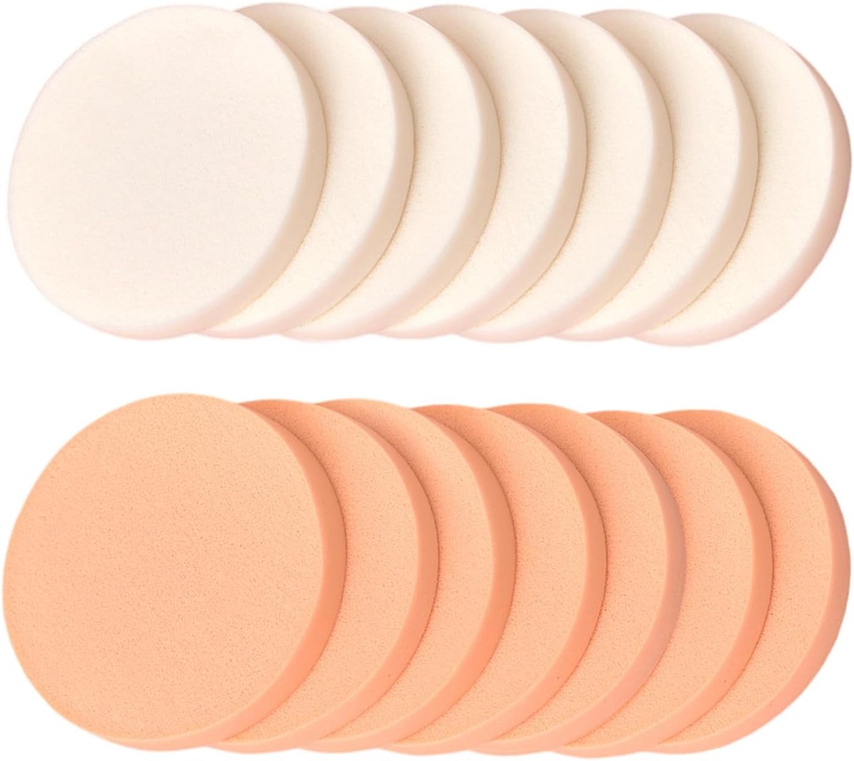 14 Stuks Rond Make -Up Sponge, Droog En Nat, Soft Make -Up Sponge, Beauty Tools, Cosmetic Applicator (Wit, Huidskleur).