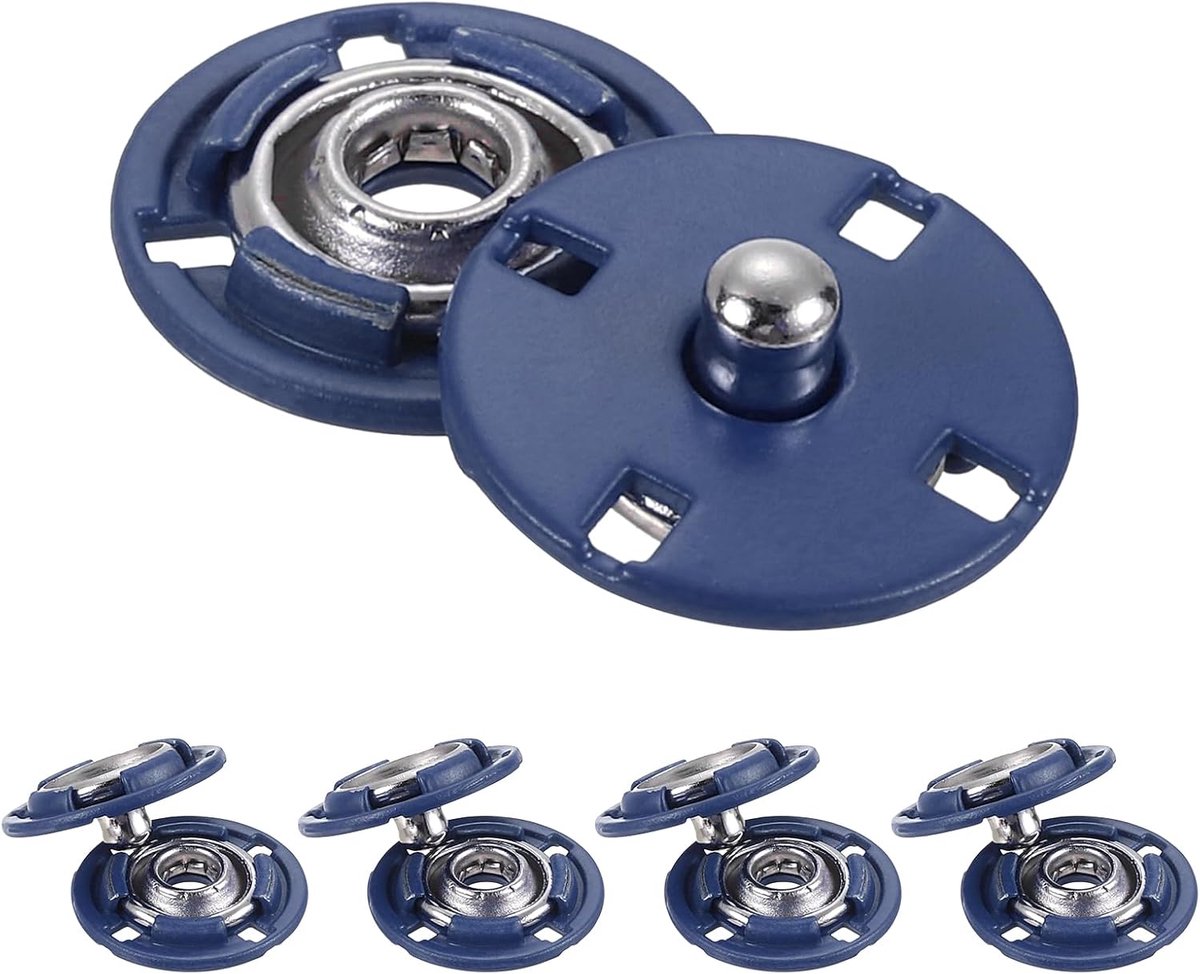 Knopen, onzichtbare gespsluitingen, voor kleding, leer, naaien (blauw, 15 mm)