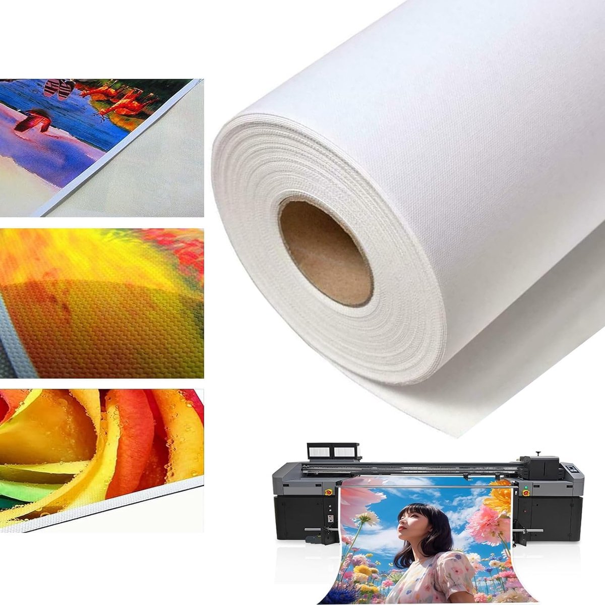 Canvas op rol 0,91 m x 30 m om te beschilderen, 260/gm² sterk, 2-voudig wit gegrond inkjet canvas rollen voor grootformaat inkjetdruk waterdichte canvas rol van 100% polyester voor printers