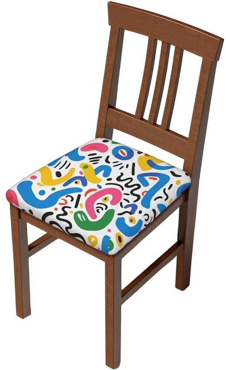 Stoelhoezen Set - Zitkussenhoezen Eetkamerstoelhoezen - Meubels Beschermen - Zachte Stretch Stof - 35-48cm Lengte/Breedte - Kleurrijk Patroon