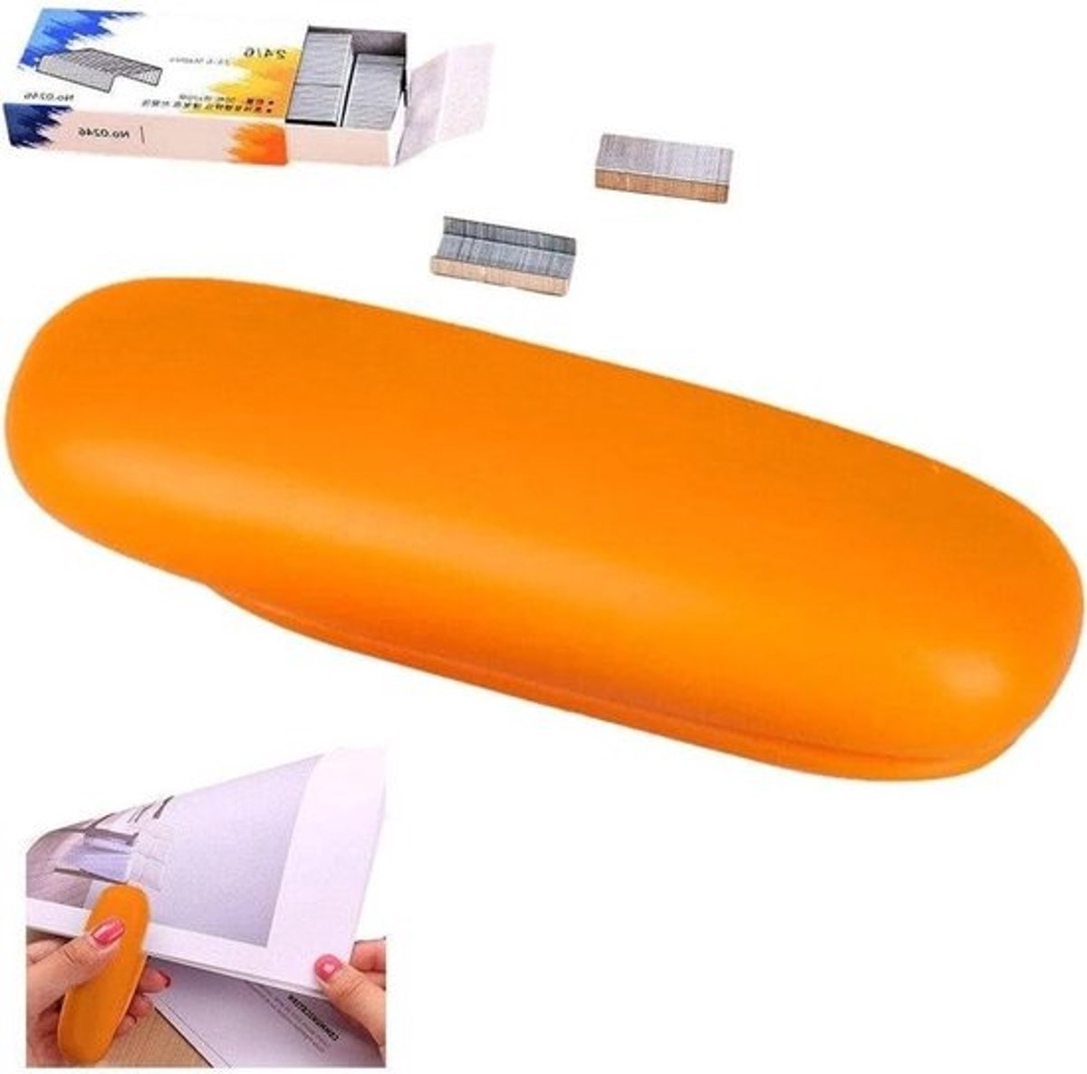 Kleine nietmachine - Bureau nietapparaat - Documenten nieten - Arbeidsbesparende structuur - 87 x 27 x 46 mm - Oranje