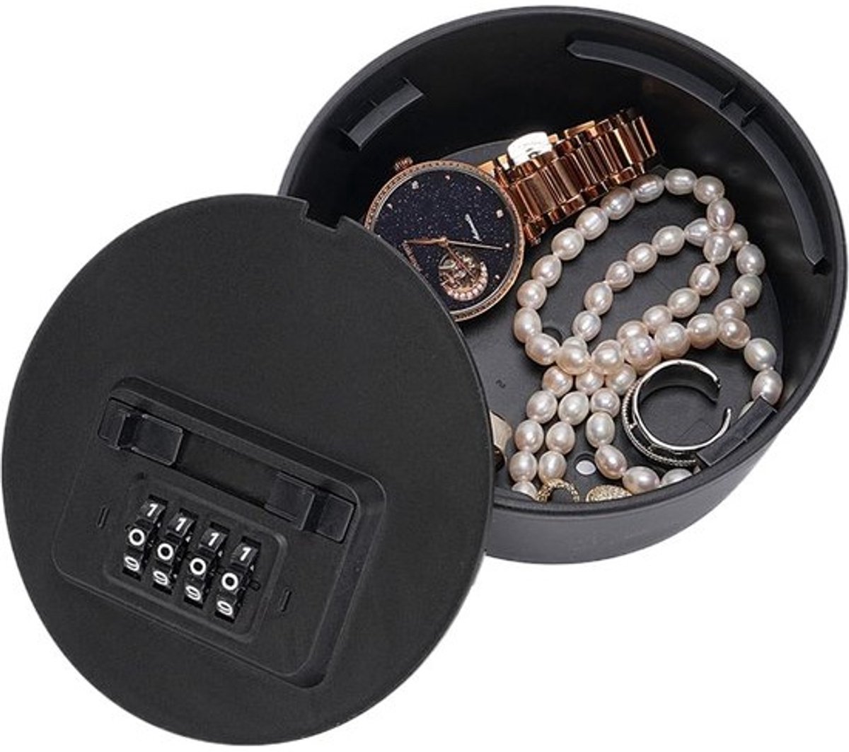 Geheime Doos - Opbergbox Kluis - Waardevolle Spullen Beveiligen - Combinatieslot - 12 cm breed - Zwart