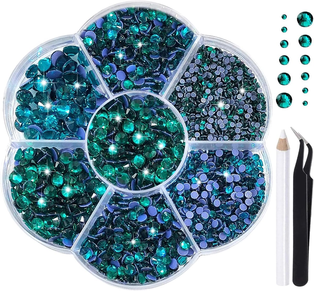 strass-steentjes, 21 kleuren, 5 maten, SS6-SS30, strasssteentjes voor textiel, doe-het-zelf handwerk, 5000 stuks (zirkonia-blauw)
