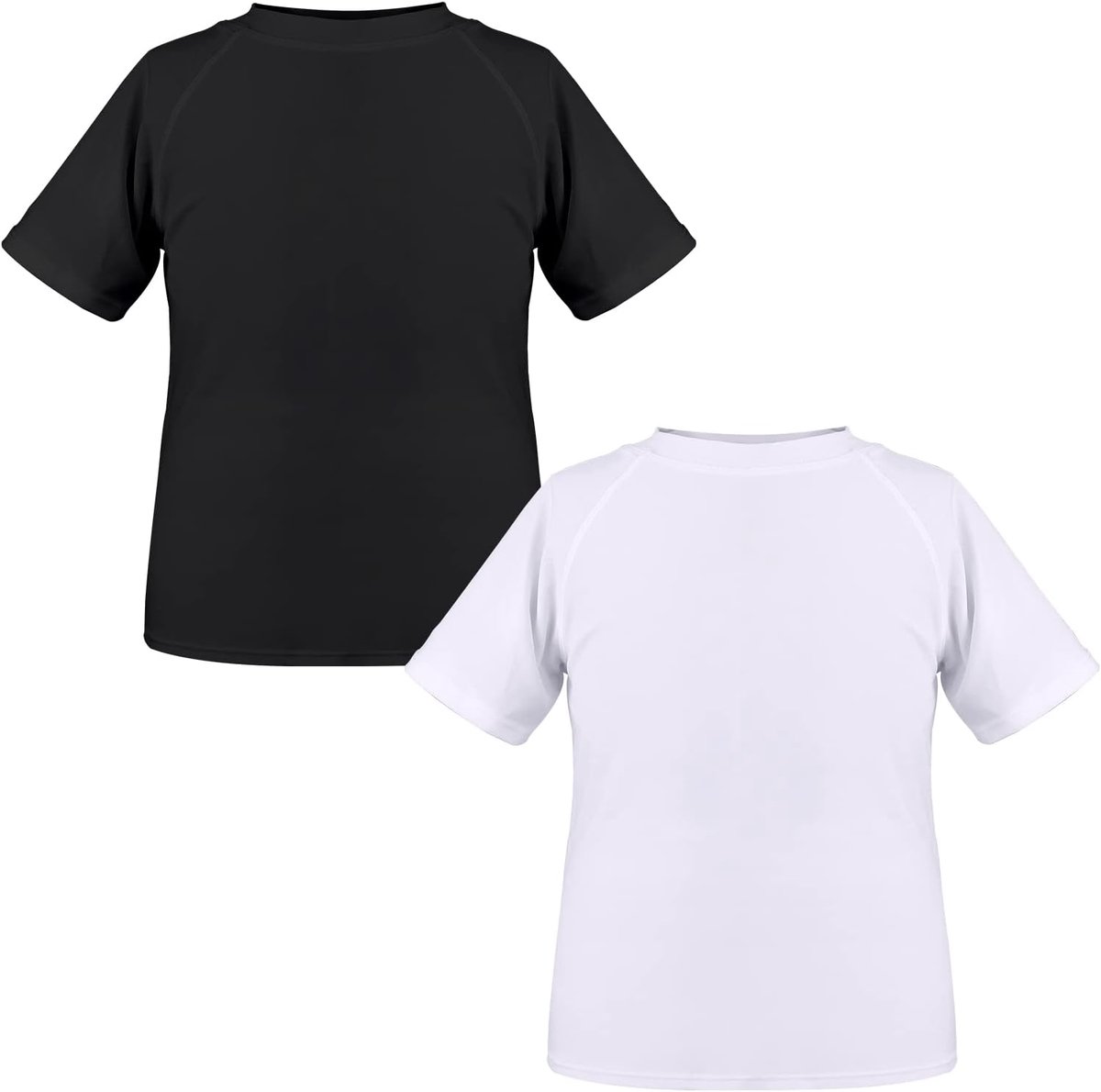 2 Stuks UV-shirt voor Kinderen Korte Mouwen Zwemshirt voor Jongens Sneldrogend UPF 50+ Zonbescherming Rashguard T-Shirt 5-14 jaar