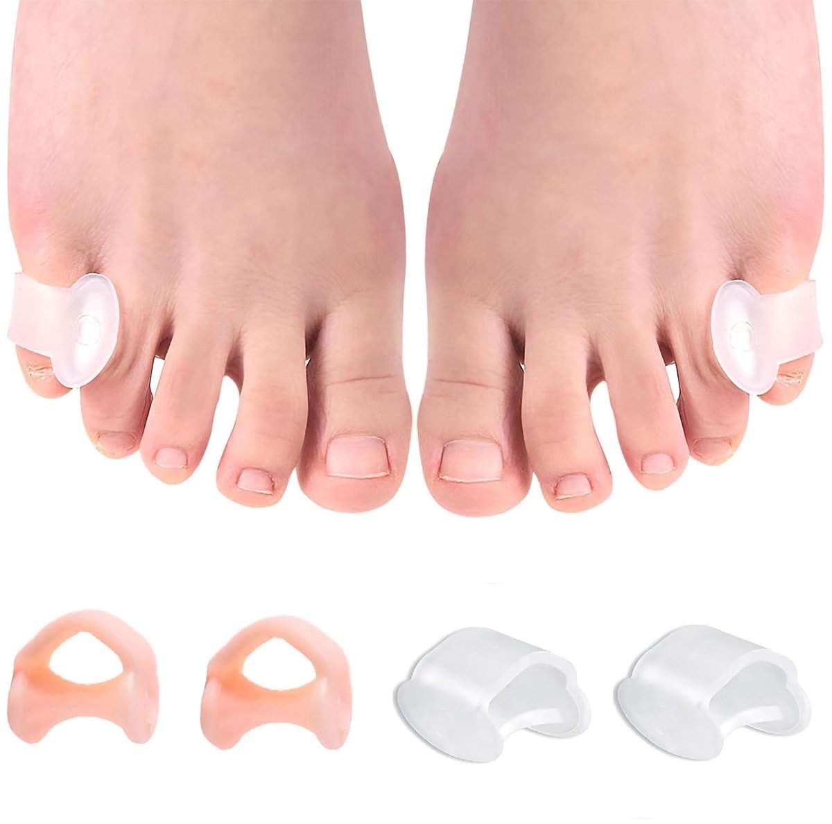 Teenspreider kleine teen, 4 teenslippers siliconen, teenstrekker voor overlappende tenen, reliëf kleine tenen en pijn