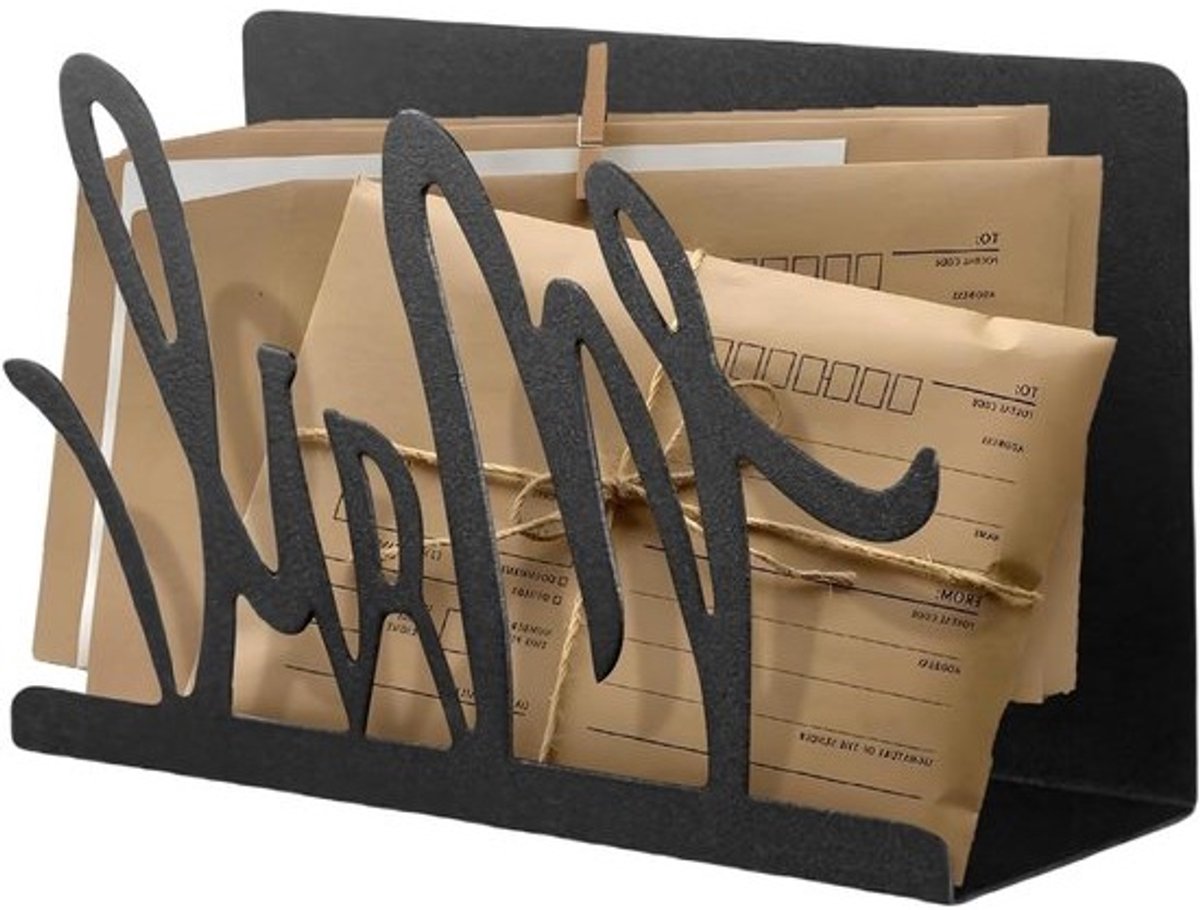 Bureau organizer - Documentenrek - Werk organiseren - Stabiel metalen ontwerp - 16 x 11 x 6 cm - Zwart