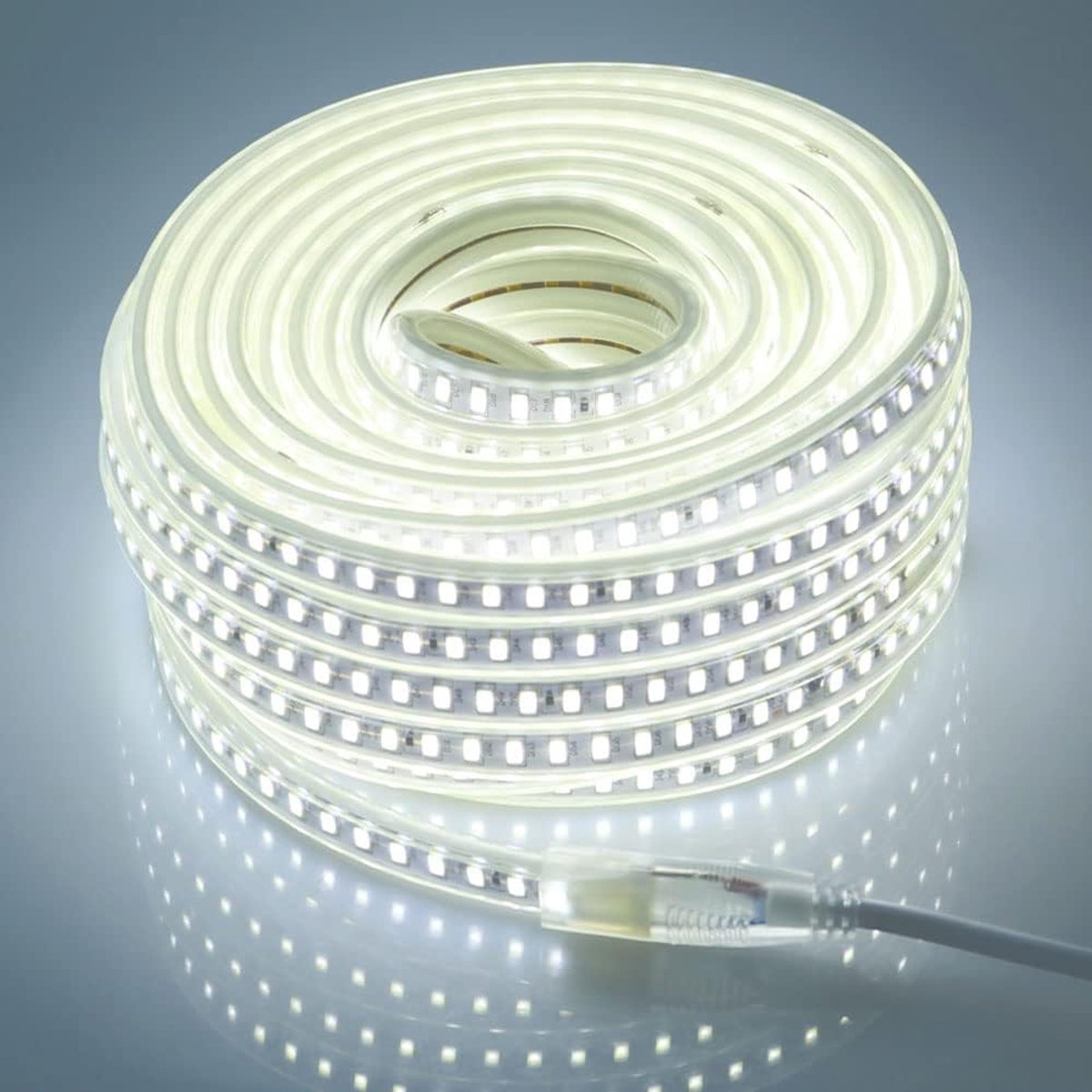 5730 120 leds/m LED Strip 220V 15M Koud Wit 6000K, IP67 Waterdicht Strips met EU Stekker (Koud wit, 15)