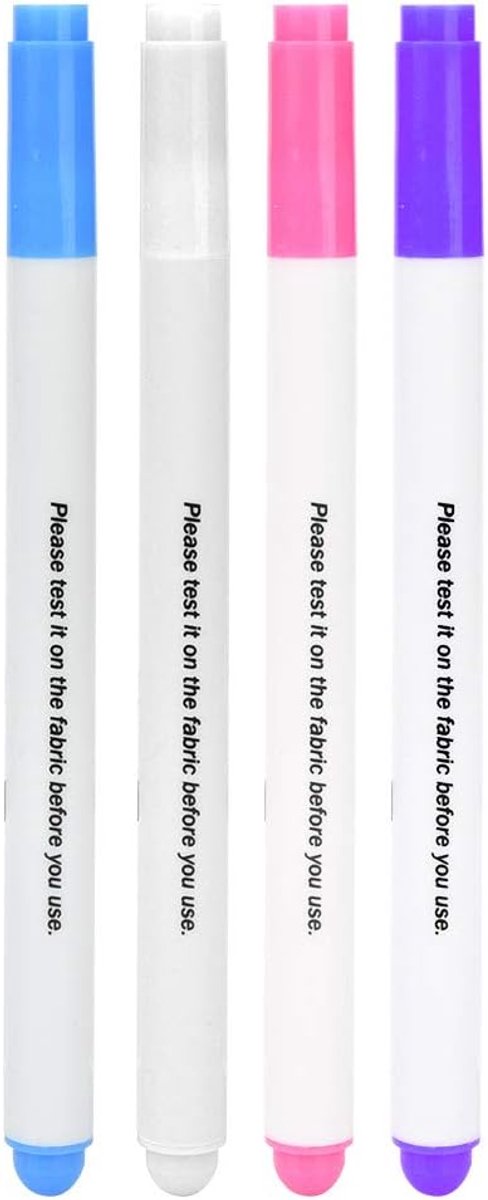 Pennen Set 4 Stuks – Wateroplosbare Markeerstiften voor Stof, Nauwkeurige Markering voor Quilten, Naaien, Kleermakerij en Patroontekenen, Veilig voor Alle Textiel