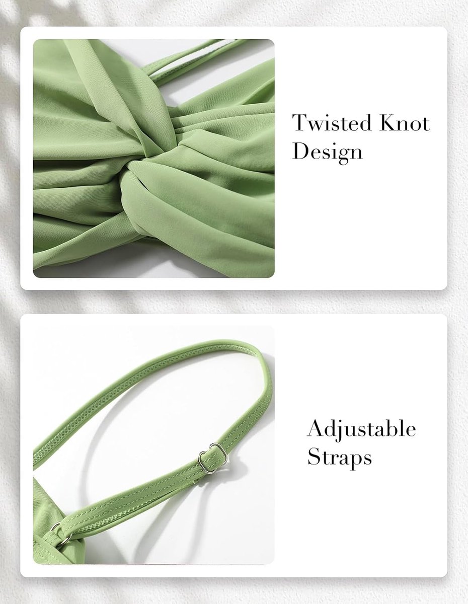 Bikiniset voor dames, 2-delig, verkrijgbaar in grote maten, met gedraaide voorkant, hoge taille, gewatteerd, badkleding, zwemkleding