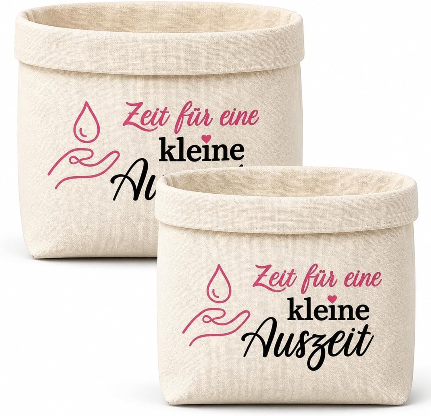 pauze mand 30 x 20 x 12 cm - katoen - set van 2 - perfect cadeau voor vrouwen - m-winkel