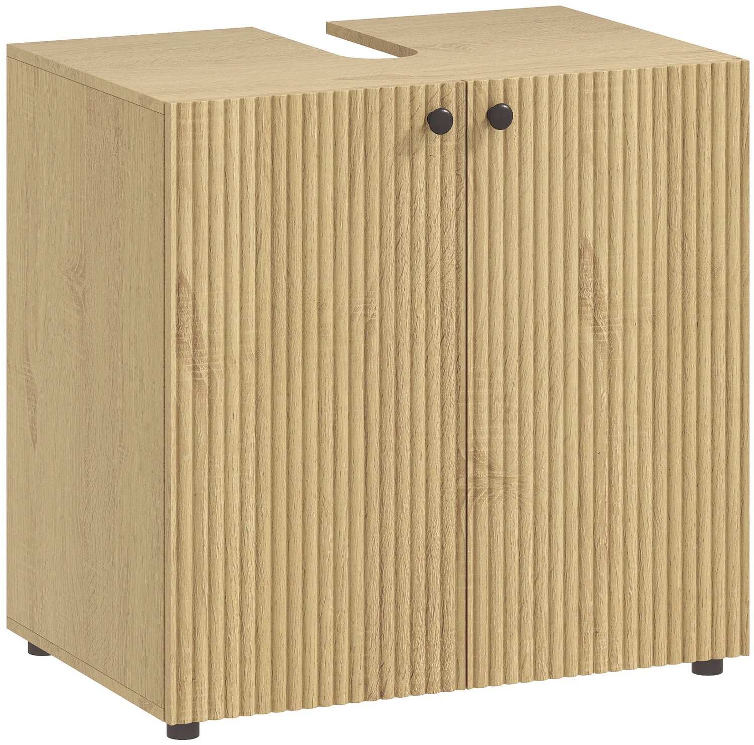 Bresht Badkamerkast - Badkamermeubel - Wastafelonderkasten - U-vormige uitsparing - Vochtbestendig - Houtlook - 60 x 40 x 60