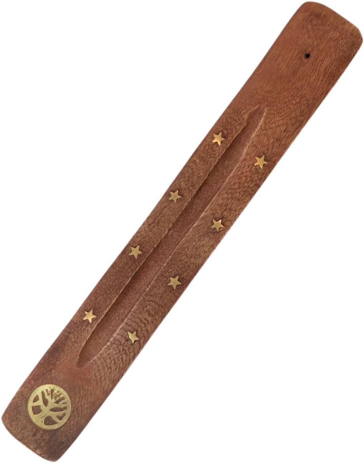 Wierookhouder 25,5 x 3,5 cm - hout met messing inleg - eenvoudig te reinigen - ServiceTopper