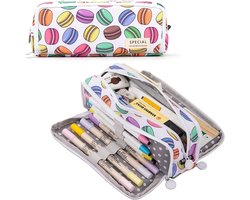 Pennenetui - Makaron - 22,1 x 6,4 x 8,9 cm - Etui met 3 Vakken - Voor Tienermeisjes