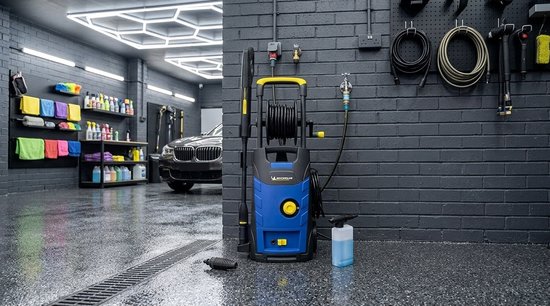 Hogedrukreiniger 160 Bar - 2200W Krachtige Elektrische Waterblazer met Double Speed System & Slanghaspel - Inclusief Vuilfrees, Schuimlans & Accessoireset - 460 L/u - Laura Homestore — afbeelding 3