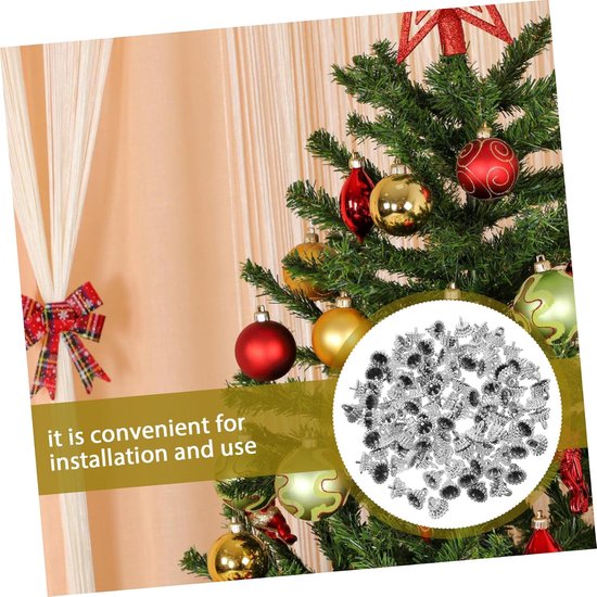 100 Stuks Christmas Ornament Caps Plastic Round Caps For Christmas Tree Balls Easy To Use Replacement Hangers For Glass Porcelain Ceramic Decorations — afbeelding 3