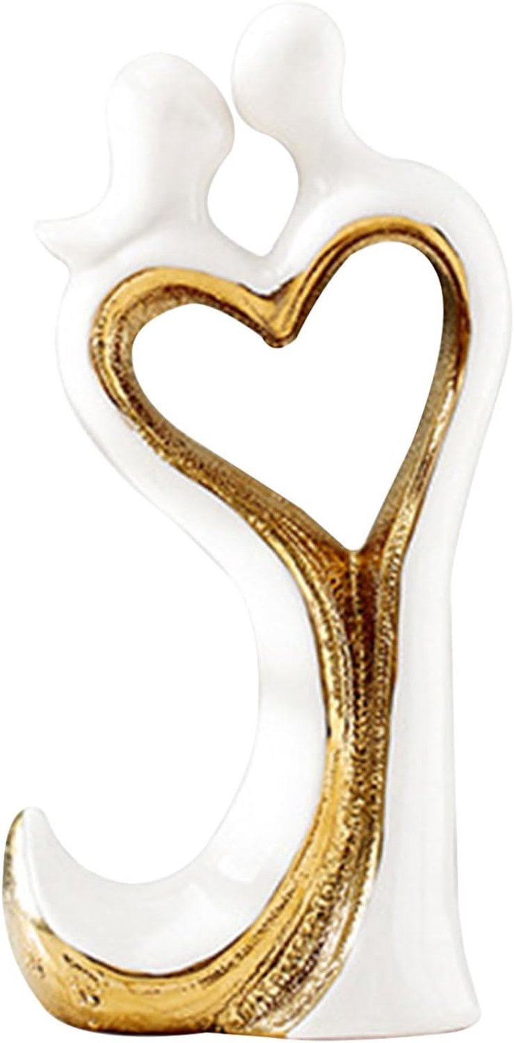 Paar decoratie, romantische keramische decoratie met hartdesign, sculpturen, huisdecoratie, voor verloving, bruiloft, Valentijnsdag, jubileum, woonkamer, tafeldecoratie