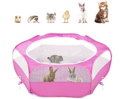 Pawaboo Small Animals Playpen, Waterproof Portable Small Pet Cage Tent with Zippered Cover, Outdoor Yard Fence with 3 Metal Rod for Chick/Kitten/Puppy