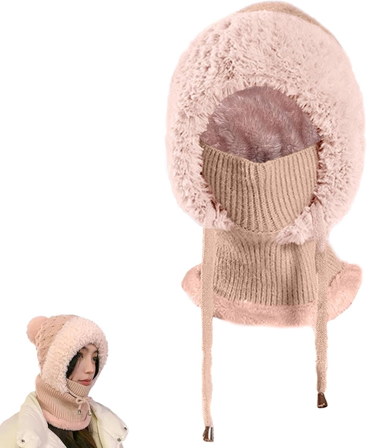 Winddichte Stormkap voor Dames - Roze - One Size - Fleece Balaclava voor Winterse Activiteiten