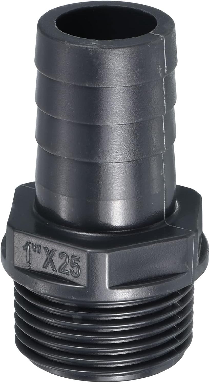 Barbed Hose Fitting 25mm - G1 Mannetje Connector Adapter voor Water, Brandstof en Lucht, Grijs