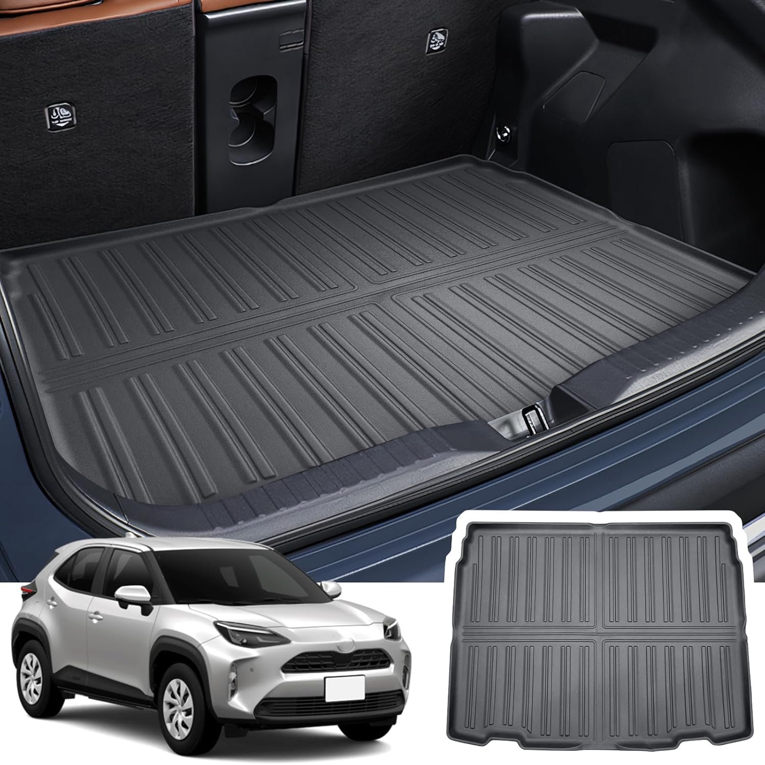 CDEFG Car Boot Mat Compatible with Toyota Yaris Cross/Hybrid 2021-2024 2025 TPE Waterproof Anti-Dust Trunk Trunk Seat - ShopVlot