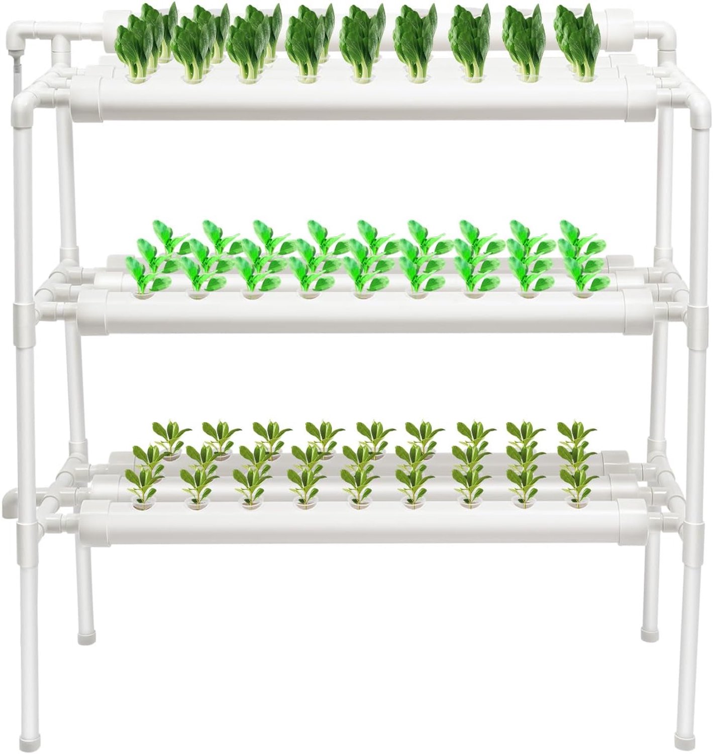 Hydrocultuur Systeem Kit Hydrocultuur kweeksysteem 4 niveaus hydrocultuur plantenrek met 90 gaten, planten hydrocultuur set PVC Hydrocultuur Growing System