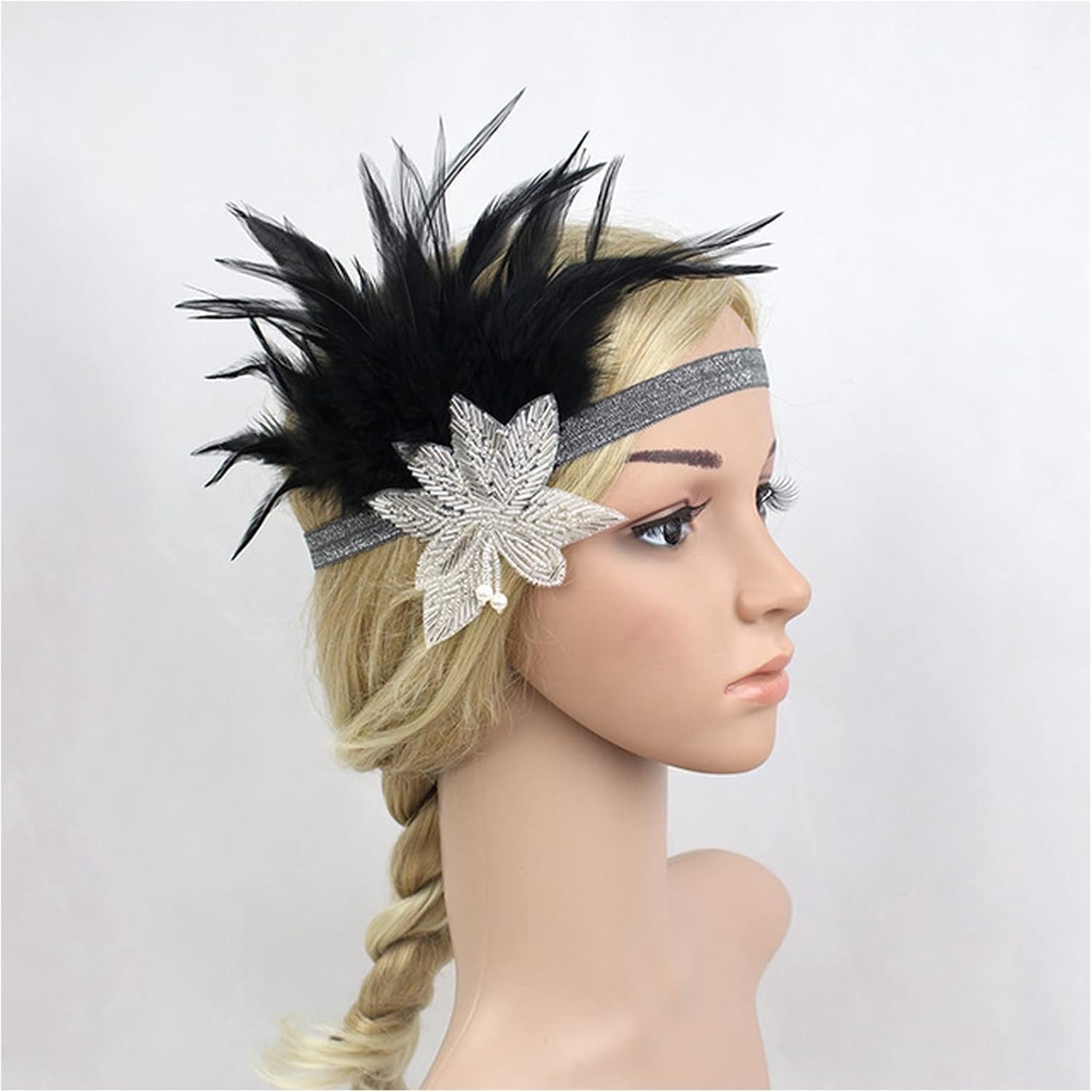 Veer Hoofdband 20s Feather Headband Gatsby-accessoires 1920s Flapper Headpiece Carnaval Veer Hoofdband(15)