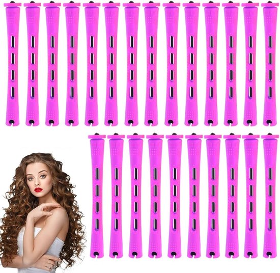 24 stuks krulspelden voor haar, krultang van kunststof, antislip haarrollers, haargolven, met koude golfstangen, permanent, voor kappers, zonder hitte — afbeelding 5