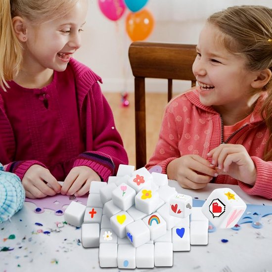 20 stuks witte blanco dobbelstenen, afgeronde blanco dobbelstenen, 25 mm acryldobbelstenen, 6-zijdig, doe-het-zelf stickers voor schilderen, rechthoekig voor bordspellen, leren, knutselen — afbeelding 5