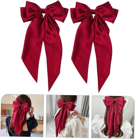 2stuks Grote Haarstrik Clips Modevolle Metalen Veer Haarclips Met Lange Tails Geschikt Haartypes Elegante Accessoires Voor Vrouwen Cadeau Voor Vriendinnen — afbeelding 5