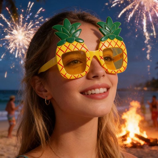 3 Stuks Grappige Hawaiiaanse Ananasbril van Lichtgewicht Tropische Feestbrillen voor Luau Strandfeesten Flexibele Fotohokje Rekwisieten met Helder Zicht Geschikt voor Poolparty — afbeelding 4