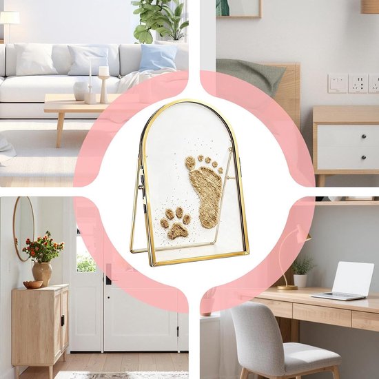 Voetafdruk Keepsake Frame Dubbelzijdig Glas Zijvergrendeling Stabiel — afbeelding 4