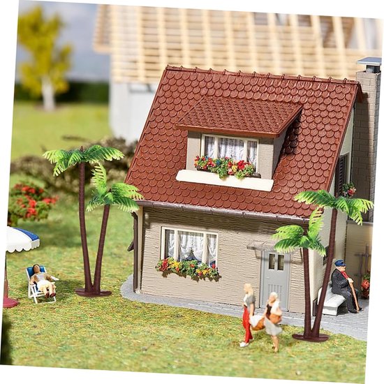 12 Stuks Palm Model Bomen Nepplant Kunststof Kokospalmen Palmboom Model Bomen Kunststof Palmboom Realistische Kokospalm Kunstmatige Palmboom Diorama Mini Boom Bonsai Taart Banket — afbeelding 3