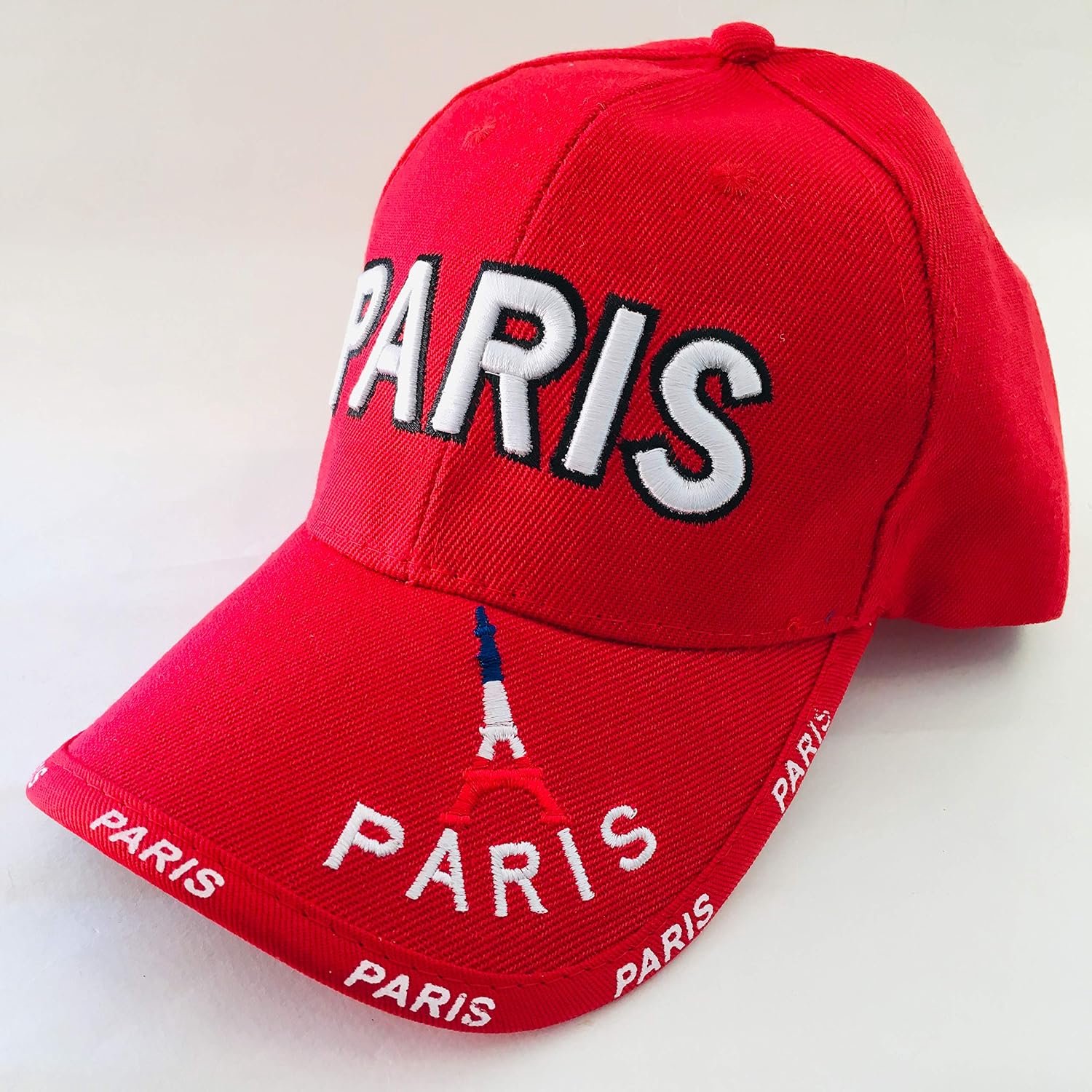 Cap Parijs Eiffeltoren - rood - jongen en sport - opschrift Parijs en mini Eiffeltoren in borduurwerk