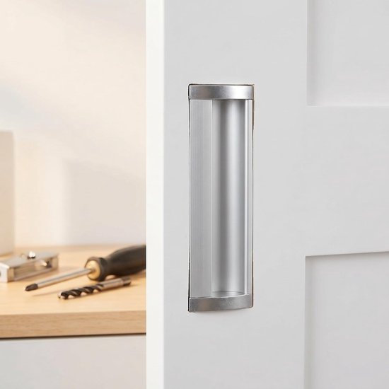 2 Stuks Verzonken Aluminiumlegering Schuifdeurgrepen Onzichtbare Vingergrepen voor Kastdeuren Ruimtebesparende Ingebouwde Handgrepen voor Badkamer Slaapkamer — afbeelding 2