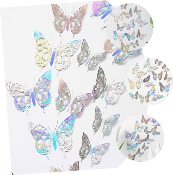 24stuks Vlinders Wanddecoratie Stickers Kleurrijke Muurstickers Voor Feestjes Kinderkamers Duurzame Eenvoudig Aan Te Brengen Decoraties Voor Thuis — afbeelding 5