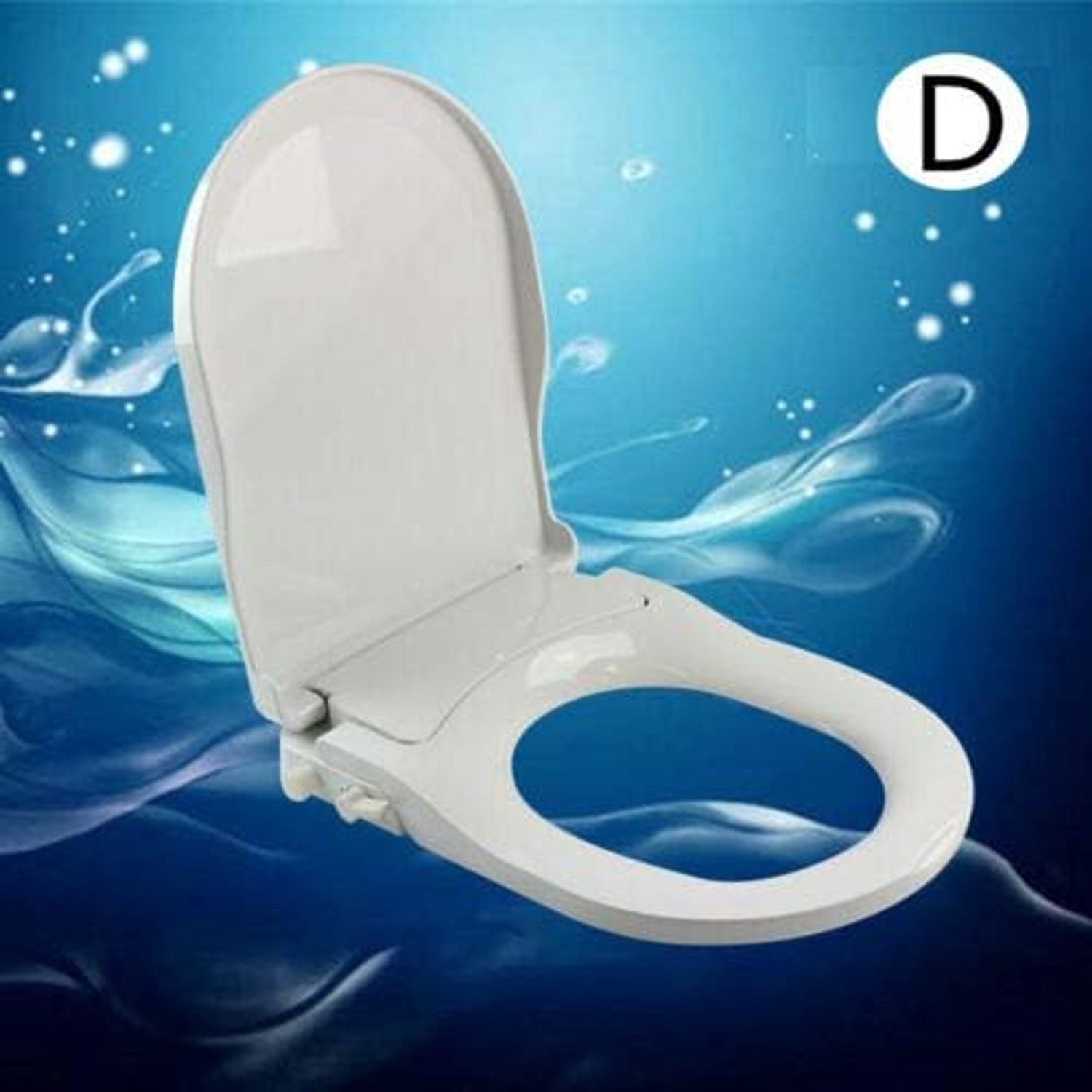 Toiletbril met twee sproeiers, hygiënisch, antibacterieel, V/O/D-vorm, klassiek, automatisch, polypropyleen, voor volwassenen, kinderen en senioren